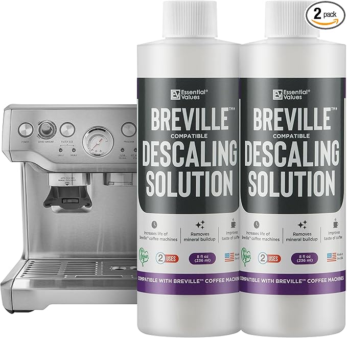 Essential Values Descaling Solution Compatible with Breville - Coffee Pot Cleaner and Descaler - Descaler Specially Formulated for Breville Coffee Machines 12 Month Supply 2-Pack