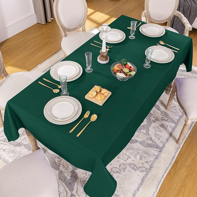 Softalker Rectangle Tablecloth, Waterproof & Stain Resistant Table Cloths Wrinkle Free Fabric Washable 210GSM Polyester Table Cover for Spring/Party/Wedding - 60 x 102 inch, Green