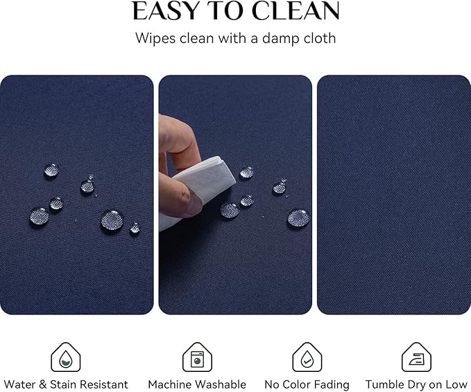 Softalker Rectangle Tablecloth, Waterproof & Stain Resistant Table Cloths Wrinkle Free Fabric Washable 210GSM Polyester Table Cover for Dining/Party/Outdoor - 60 x 120 inch,Navy Blue