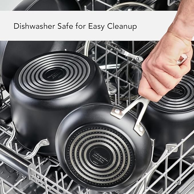 KitchenAid Hard Anodized Induction Nonstick Saucepan with Lid, 2 Quart, Matte Black