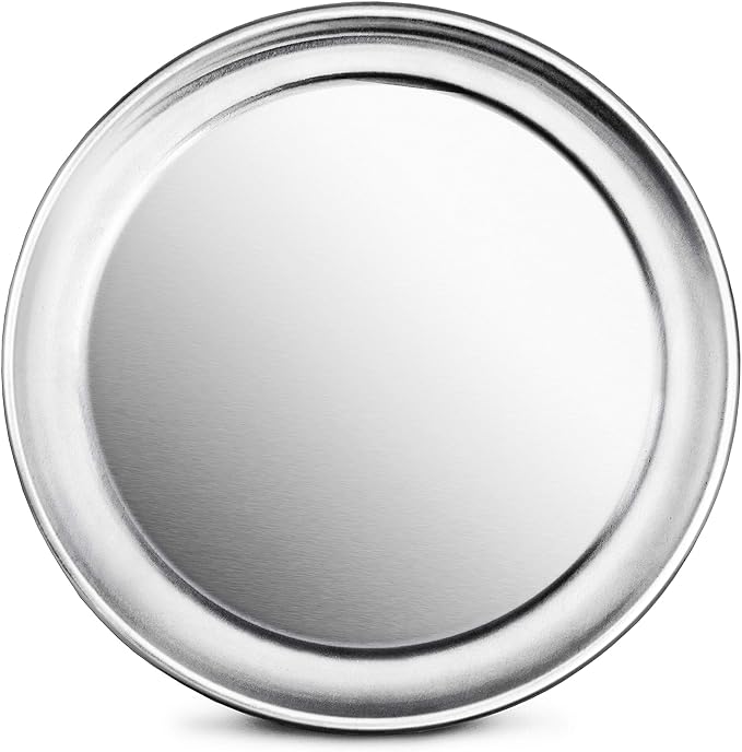 New Star Foodservice 536488 Restaurant-Grade Aluminum Pizza Pan, Baking Tray, Wide Rim, 8-Inch