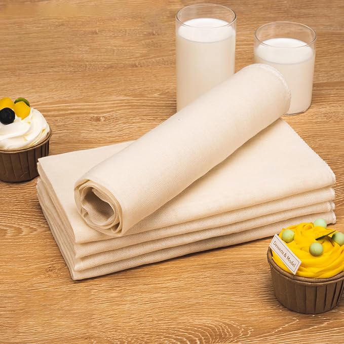 10 PCS Reusable Cheesecloth, 20x20 inch Hemmed,Ultra Fine for Straining & Cooking,Washable Unbleached Pure Cotton Cheesecloth for Making Cheese