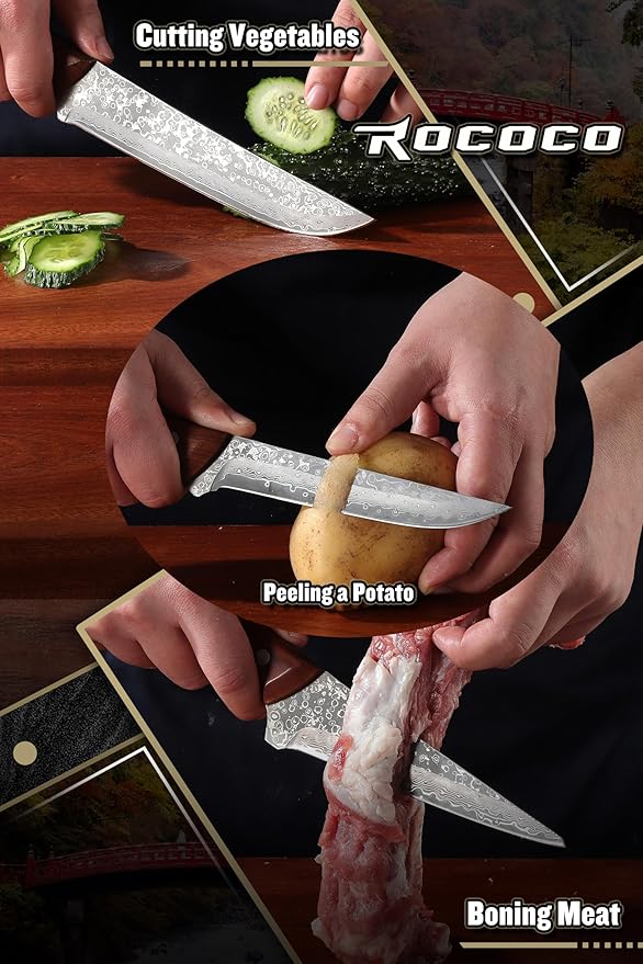 ROCOCO 3PCS Damascus Viking Boning Knife Set for Meat Cutting Deboning Brisket Trimming Fillet knives for Kitchen Camping BBQ Birthday Mothday's Day Gift
