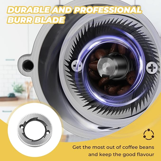 Burr Coffee Grinder Electric Espresso Grinder Commercial & Homeuse Silent Small Coffee Bean Grinder with Hopper Adjustable Grind, With Brush, Spoon, Black