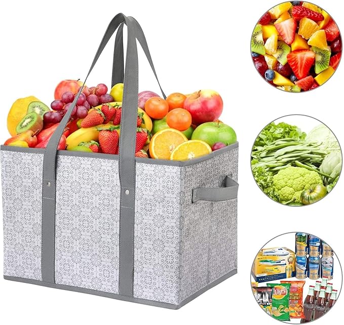 WISELIFE Reusable Grocery Bags [6 Pack],Large Grocery Tote Bag Water Resistant Shopping Bags Foldable Grocery Bag for Clothes,Shoes and Picnic