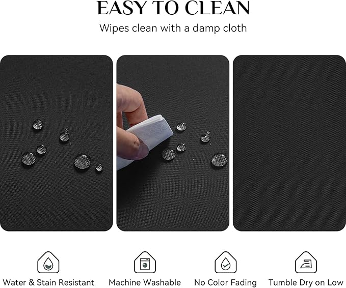 Softalker Rectangle Tablecloth, Waterproof & Stain Resistant Table Cloths Wrinkle Free Fabric Washable 210GSM Polyester Table Cover for Dining/Party/Outdoor - 90 x 132 inch,Black