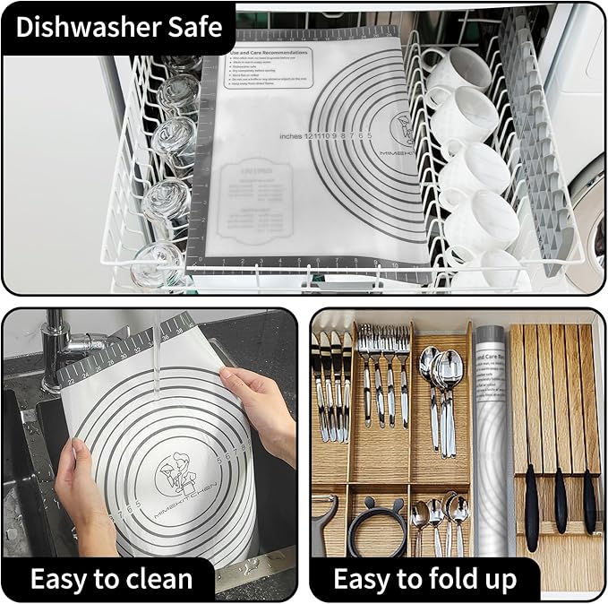 Silicone Baking Mat Non Stick Pastrty Mat for Dough Rolling Mat for Making Cookies, Macarons,Bread,Cake and Candy Reusable Kitchen Counter Mat Fondant Mat Oven Mat Placemat Baking Supplies Tools