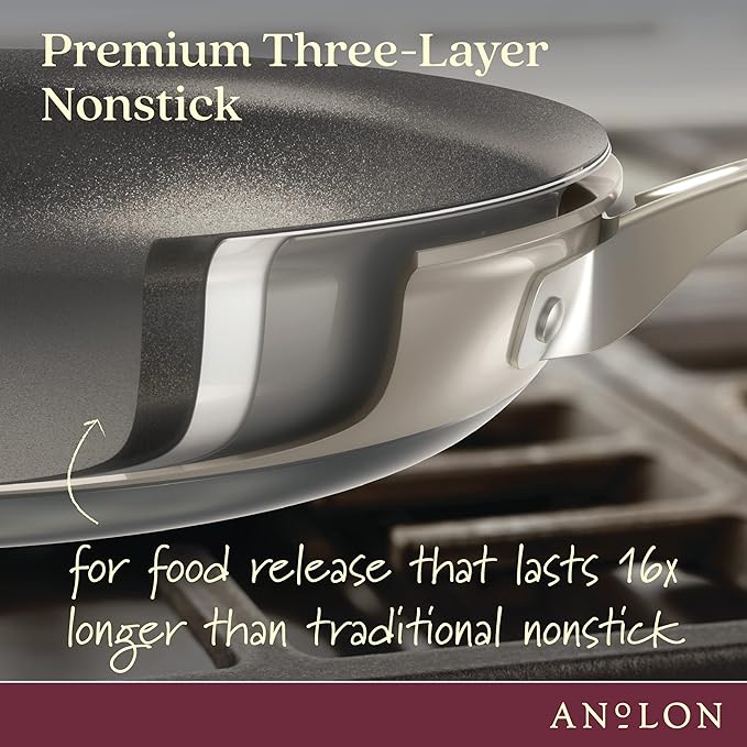 Anolon Achieve Hard Anodized Nonstick Saucepot with Lid, Aluminum, 4 Quart, Silver