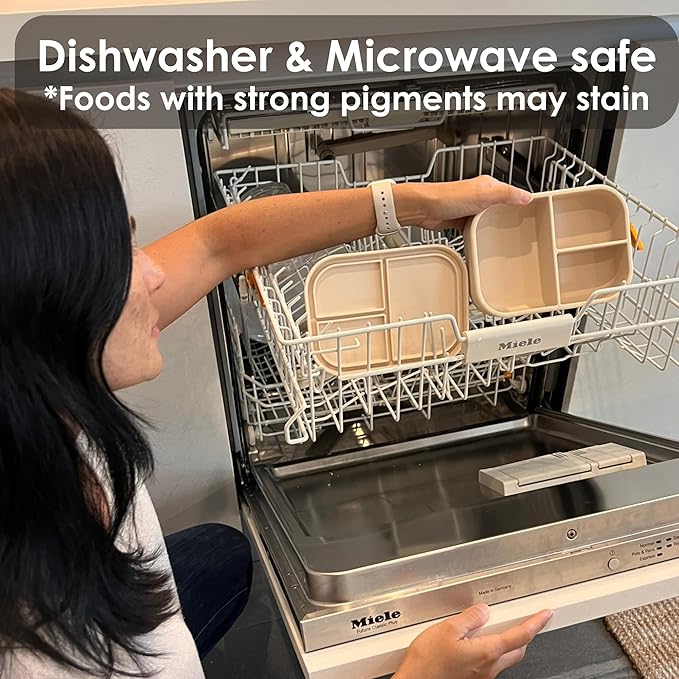 Ali+Oli Silicone Bento Box (Coconut) Lunch Box for Kids, Toddlers, Preschoolers & Adults | BPA-Free and Spill-Proof | Ideal for School, and On-the-Go Meals| Perfect for Lunch, Snacks, and Meals