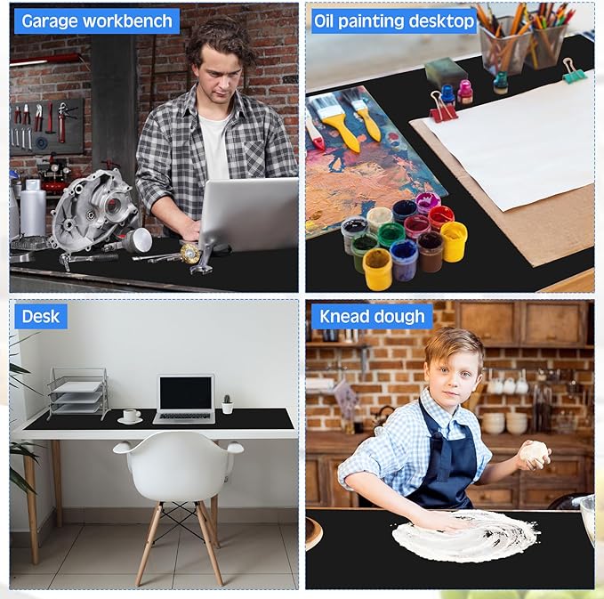 Hushee Silicone Mats for Kitchen Counter in Roll 120'' x 24'' Nonslip Cuttable Heat Resistant Mat for Kitchen Countertop Placemat(Black)