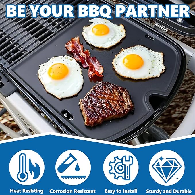 SafBbcue 7034 Cast Iron Cooking Griddle Replacement for Weber 9010001 Traveler Portable Gas Grill Accessories, for Weber 9013001 9020001 9030001 Traveler Griddle Insert
