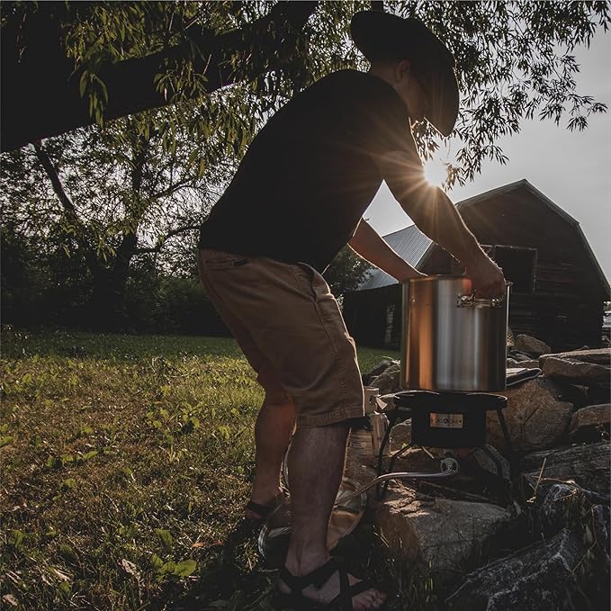 GasOne Stainless Steel Stockpot with Basket – 36qt Stock Pot with Lid and Reinforced Bottom – Heavy-Duty Cooking Pot for Deep Frying, Turkey Frying, Beer Brewing, Soup, Seafood Boil – Satin Finish