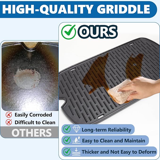 SafBbcue Cast Iron Cooking Griddle for Weber Traveler Portable Series Gas Grill, Griddle Plate for Weber 9010001 9011701 9013001 9020001 9030001 Traveler Portable Grill, Griddle with Carry Bag