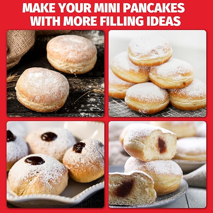 Mini Pancakes Maker Machine with 14 Larger & Deeper Grooves, Electric Mini Pancake Pan, Aebleskiver Pan, Ebelskiver Pan, Browning Controllable, White