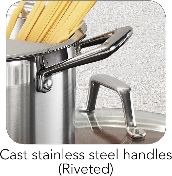 Tramontina Lock & Drain Stainless Steel 8-Quart Pasta Pot with Lid and Strainer