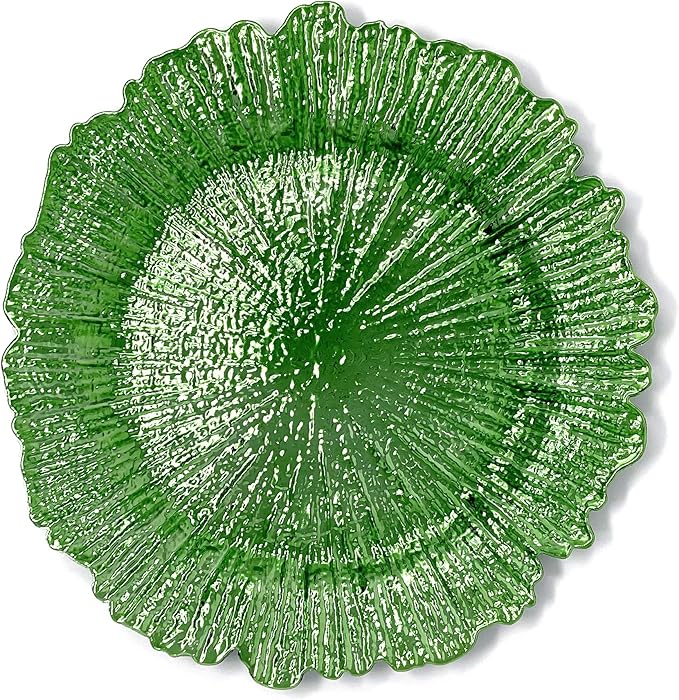 allgala 13-Inch 6-Pack Heavy Quality Plastic Round Charger Plates-Reef Green-HD80335