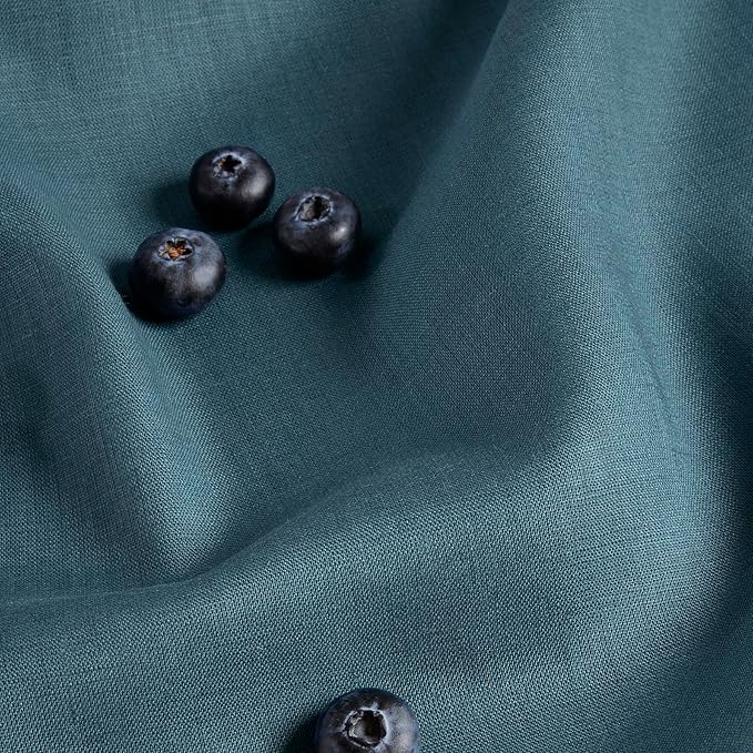 Solino Home Peacock Blue Table Runner 36 Inches - 100% Pure Linen Short Table Runner 14 x 36 Inch Ideal for Dresser and Coffee Tables - Summer - Fete