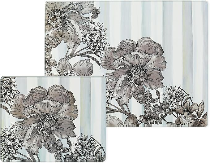 MACKENZIE-CHILDS Set of 2 Tempered Glass Cutting Boards, Countertop Cutting Boards, Sterling English Garden
