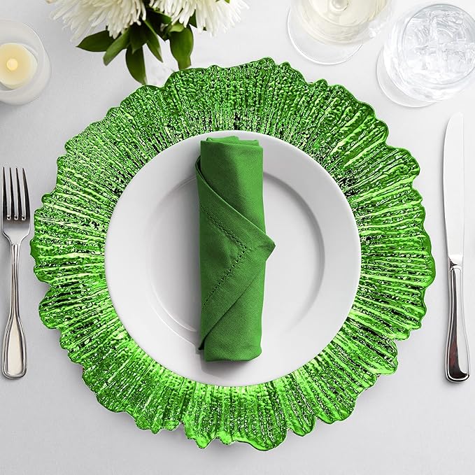 allgala 13-Inch 6-Pack Heavy Quality Plastic Round Charger Plates-Reef Green-HD80335