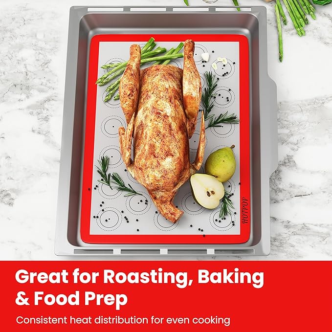 HOTPOP | Reusable Macaron Cookie Sheet, Non Stick Baking Mats, 0.75mm (2 Half Sheets , 2 Quarter Sheets), Set of 4