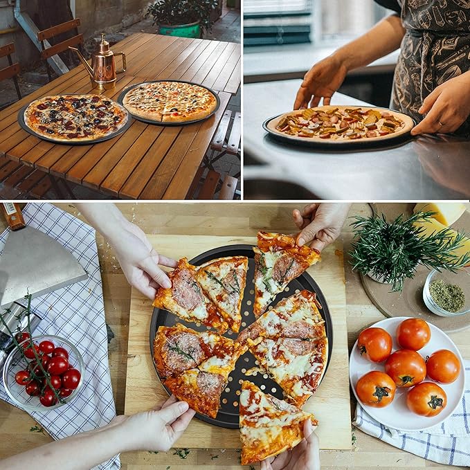 4 Pcs Pizza Pan with Holes, 12 Inch Nonstick Pizza Baking Pan Carbon Steel, Round Pizza Baking Sheet for Oven, Kitchen