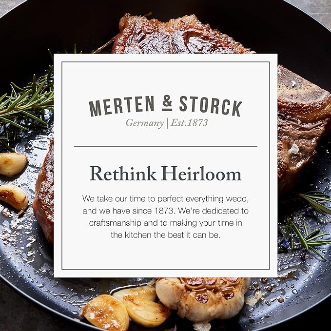 Merten & Storck Pre-Seasoned Carbon Steel 10” Frying Pan Skillet, Use on Induction, Stove and Grill, Durable, Even-Heating, for Searing, Grilling, Oven Use, and Campfire, Indoor/Outdoor