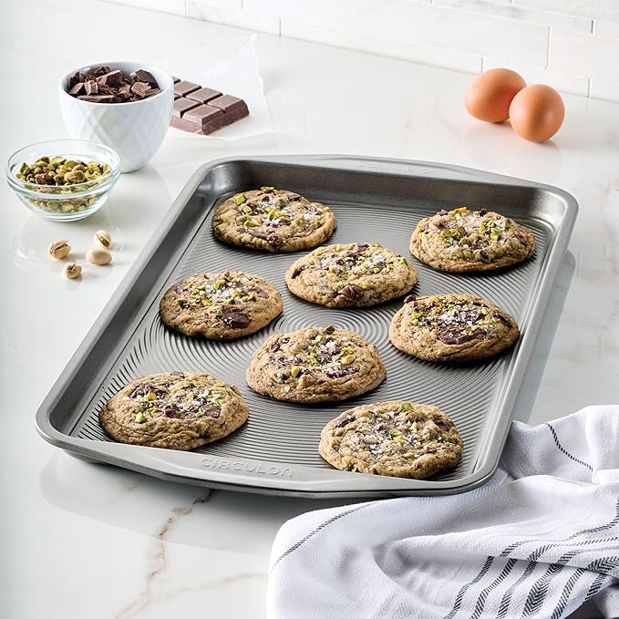 Circulon Nonstick Bakeware, Nonstick Cookie Sheet/Baking Sheet - 11 Inch x 17 Inch, Dark Gray (Pack of 2)