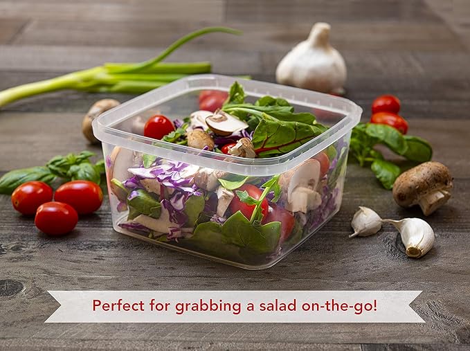 NYHI 40 Pack Square Clear Deli Containers with Lids Disposable BPA Free Square Plastic Food Storage Containers with Lids Airtight for Meal Prep Take Out Kitchen (32 oz)