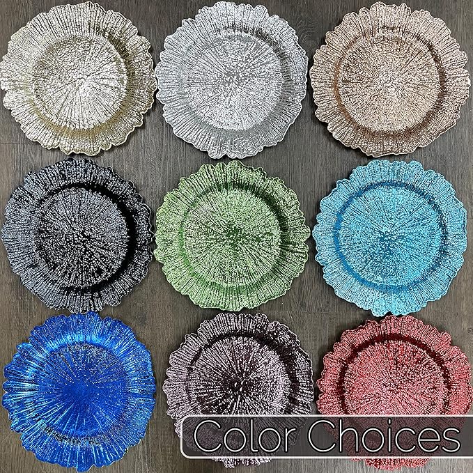 allgala 13-Inch 6-Pack Heavy Quality Plastic Round Charger Plates-Reef Green-HD80335